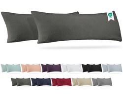 Barbons kussensloop 40x145 set van 2 - Jersey 165 g/m² kussenhoes - 100% Katoen - antraciet