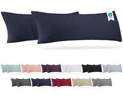 Barbons kussensloop 40x145 set van 2 - Jersey 165 g/m² kussenhoes - 100% Katoen - marineblauw