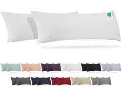 Barbons kussensloop 40x145 set van 2 - Jersey 165 g/m² kussenhoes - 100% Katoen - wit