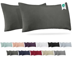 Barbons kussensloop 40x80 set van 2 - Jersey 165 g/m² kussenhoes - 100% Katoen - antraciet
