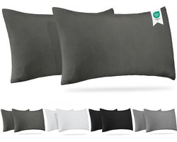 Barbons kussensloop 50x70 set van 2 - Jersey 165 g/m² kussenhoes - 100% Katoen - antraciet