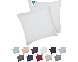 Barbons kussensloop 80x80 set van 2 - Jersey 165 g/m² kussenhoes - 100% Katoen - wit