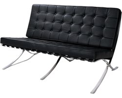 Barcelona Chair - 2 Zits - Zwart - Leer - Fauteuil - Stoel