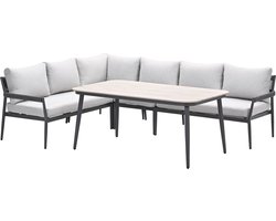 Barcelona lounge-diningset -5-delig - carbon black -dark grey - valley sand