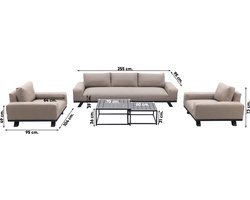 Barcelona/Royalty Sunbrella stoel-bank loungeset - Taupe - 5-delig