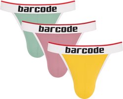 Barcode Berlin Cosme Jockstrap Multipack 1x Mint + 1x Brownishpurple + 1x Yellow - MAAT M - Heren Ondergoed - Jockstrap voor Man - Mannen Jock