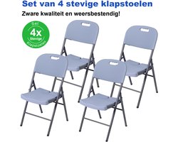 Bardi 4 Delige Klapstoelenset – Vouwstoelenset Zware Kwaliteit, Weersbestending 47 x 54 x 87 cm. – GRIJS