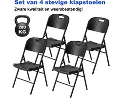 Bardi 4 Delige Klapstoelenset – Vouwstoelenset Zware Kwaliteit, Weersbestending 47 x 54 x 87 cm. – Rotan