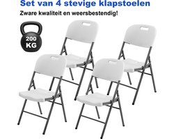 Bardi 4 Delige Klapstoelenset – Vouwstoelenset Zware Kwaliteit, Weersbestending 47 x 54 x 87 cm. – Wit
