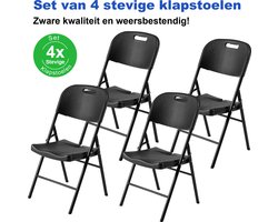 Bardi 4 Delige Klapstoelenset – Vouwstoelenset Zware Kwaliteit, Weersbestending 47 x 54 x 87 cm. – Zwart