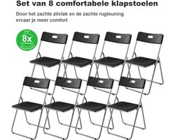 Bardi 8 Delige Klapstoelenset – Vouwstoelenset Stevige Kwaliteit, Weersbestending, 100KG Belastbaar. 44 x 45 x 79 cm. – ZWART