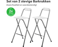Bardi inklapbare barkrukken – set van 2 – wit – met rugleuning