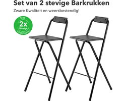 Bardi Inklapbare barkrukken – set van 2 – zwart met rugleuning