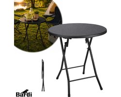 Bardi Inklapbare Tafel Rond - Campingtafel - Klaptafel - Vouwtafel Buiten - Tuintafel - Ø60 x 74 - Zwart