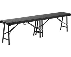 Bardi Rotan Look Inklapbare Campingbank 180 x28 cm. Zwart