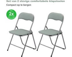 BARDI Set van 2 - Klapstoel - Vouwstoel - Opvouwbare Stoel - Comfortabel & Lichtgewicht - 100kg draagkracht - 43 x 38 x 87 cm - PVC - Eettafelstoel - GROEN
