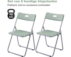 Bardi Set van 2 Klapstoelen – Comfortabel & Lichtgewicht – 100 kg Draagkracht – Opvouwbare Stoelen voor Binnen & Buiten – Ruimtebesparend & Onderhoudsvriendelijk – 43 x 38 x 87 cm - GROEN