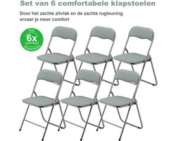 BARDI Set van 6 - Klapstoel - Vouwstoel - Opvouwbare Stoel - Comfortabel & Lichtgewicht - 100kg draagkracht - 43 x 38 x 87 cm - PVC - Eettafelstoel - GROEN