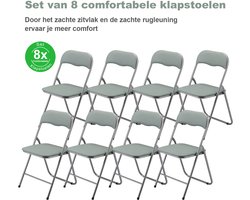 BARDI Set van 8 - Klapstoel - Vouwstoel - Opvouwbare Stoel - Comfortabel & Lichtgewicht - 100kg draagkracht - 43 x 38 x 87 cm - PVC - Eettafelstoel - GROEN