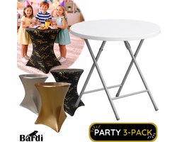 Bardi Statafel Kinderen - Bijzettafel - Inclusief 3 pack tafelhoes - Party- Feest - Statafelhoes - Statafelrok - Inklapbaar & Stevige Partytafel - Voor binnen en buiten - 60 x 74cm - Wit