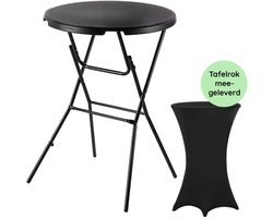Bardi Statafel Kinderen - Bijzettafel - Inclusief Statafelhoes - Statafelrok - Inklapbaar & Stevige Partytafel - Voor binnen en buiten - 60 x 74cm - Zwart