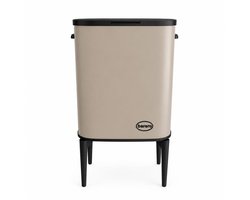 Barero Prullenbak 35 Liter – Vrijstaande Afvalbak op Hoge Poten – Met Drukdeksel – Taupe/Zwart