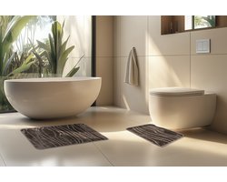 Bari Badmat / Toiletmat - Badkamer Set 2-Delig - Wasbaar - Anti-slip - Taupe- 40x50 CM & 50x80 CM