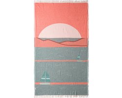 Barine 100% Zacht Katoen Hamamdoek - Lichtgewicht - Ultraabsorberend Strandlaken - Sneldrogend - Spa Sauna Handdoek - 90x160cm - Munt- Seascape