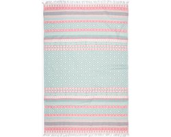 Barine 100% Zacht Katoen Hamamdoek - Ultraabsorberend - Sneldrogend - Lichtgewicht - Strandlaken - Sauna Handdoek - 90x160cm - Sage/Roze - Morocco