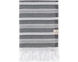 Barine Hamamdoek - Gerecycled katoen - Ultraabsorberend - Sneldrogend - Lichtgewicht Spa Sauna Handdoek - Badlaken - 90x160cm - Zwart - Earth
