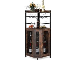 Barkast - 46cm x 46cm x 130cm - Drankkast - Bruin - Barmeubel