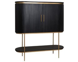 Barkast Rivello mangohout 135x45x150 cm - Zwart & Brass