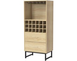 Barkast - Wijnrek - Keukentrolley - Wijnkast - Drankkast - Wijnfleshouder - Wijnglazenhouder - Bruin