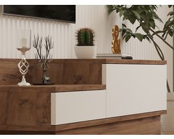 Barko TV-meubel | 100% MELAMINE | Atlantic Pine, Wit - Emob - TV-meubel - Melamine; Spaanplaat