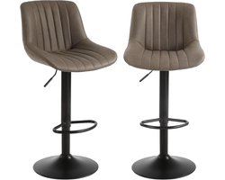 Barkruk 2-delige set, draaibare barkruk met rugleuning, in hoogte verstelbaar, van PU-leer, moderne barstoel, keukenkruk, barkruk