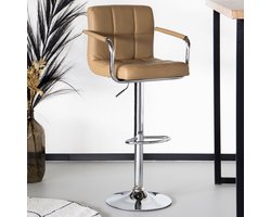 Barkruk Anel met armleuning: lichtbruin leder barstoel