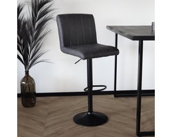 Barkruk Anel met rugleuning: antraciet barstoel met zwart onderstel