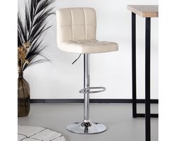 Barkruk Anel met rugleuning: beige leder barstoel