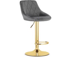 Barkruk AREX - grijs fluweel / gouden voet