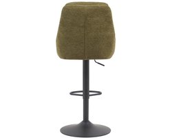Barkruk Avaro Groen - Stof - Set van 2 - Geschikt voor kookeiland - Draaibaar - Met rugleuning - In hoogte verstelbaar - Zithoogte 85 - 64 cm - Zitdiepte 44 cm