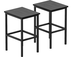 Barkruk - Barkrukken - Barkruk set van 2 - Barstoel - Barstoel Hout - IN-HOMEXL - Helpa - 40x30x65cm Barkruk Zwart