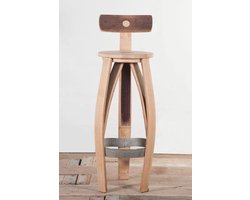 Barkruk "Bourgogne" 74cm, staal / Wijnvat Kruk