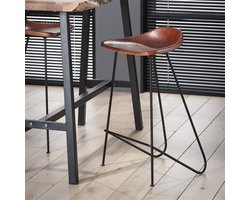 Barkruk Bruin Leer Bruce - 67 cm - Zonder Rugleuning