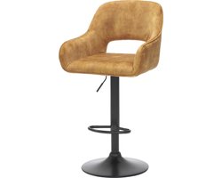 Barkruk Céline Goud - Velours - Set van 2 - Geschikt voor kookeiland - Ja - In hoogte verstelbaar - Zithoogte 62 - 83 cm - Zitdiepte 47 cm - Met armleuning