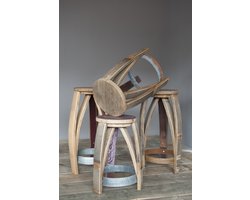 Barkruk "Cognac" 48cm, gepatineerd / Wijnvat Kruk