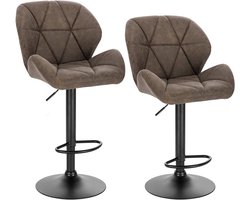 Barkruk Comfy Bruin - Met rugleuning - Stevig- Kunstleer - Set van 1 - Keuken - Barstoelen ergonomisch - Verstelbaar in hoogte - Zithoogte 60-82cm