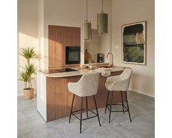 Barkruk Dinant - Beige Stoffen Zitting | Zwart Metaal | Comfortabel