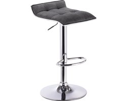 Barkruk - Donkergrijs - Linnen - Verstelbaar - Mini rugleuning - Zithoogte 62-84cm - Set van 1
