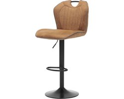Barkruk Duuk Cognac - Polyester - Set van 2 - Geschikt voor kookeiland - Ja - In hoogte verstelbaar - Zithoogte 61.5 - 81.5 cm