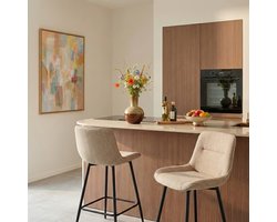 Barkruk Fay - Beige Textiel & Metaal - Comfortabel & Stijlvol